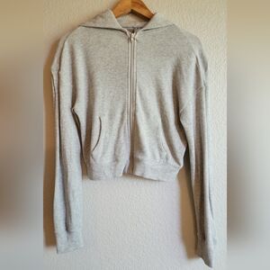 Skims Cropped Waffle Knit Hoodie